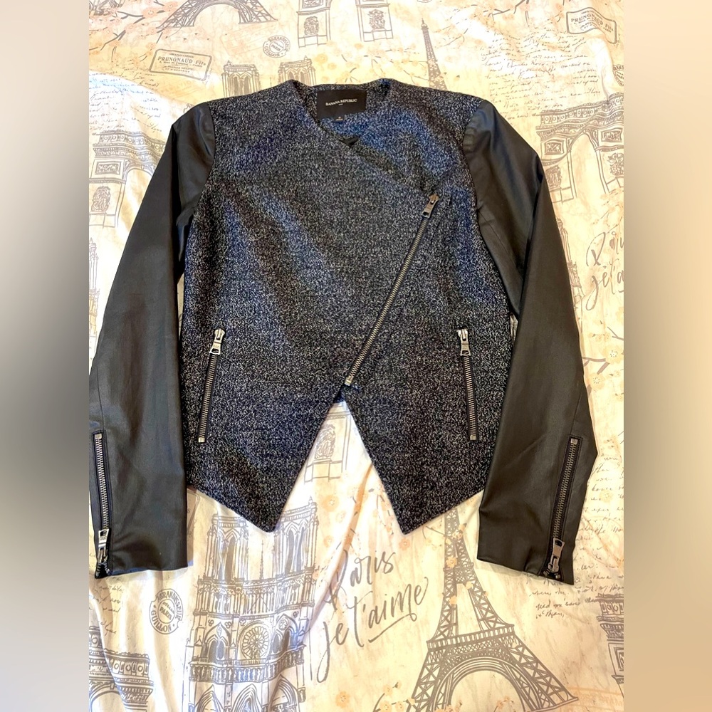 Banana Republic Factory Mixed Media Moto Jacket size 0